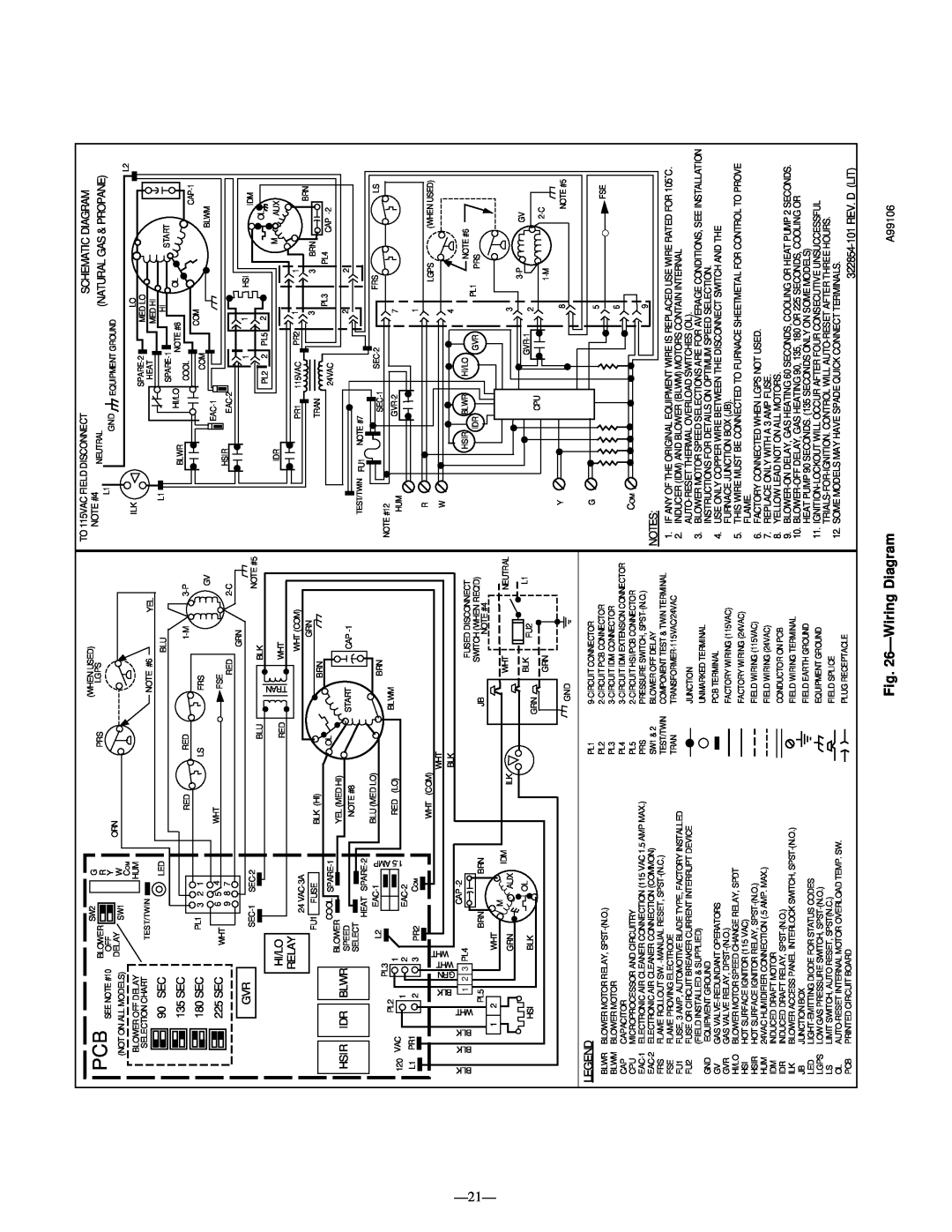 Bryant 345MAV instruction manual ÐWiring Diagram, Ð21Ð 