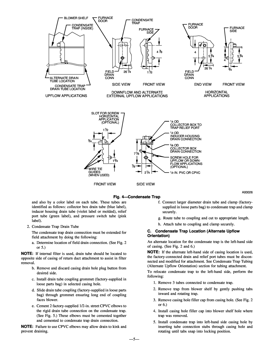 Bryant 345MAV instruction manual ÐCondensate Trap 
