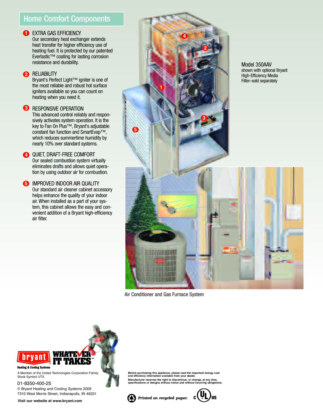 Bryant 350AAV manual Air Conditioner and Gas Furnace System, 01-8350-400-25 