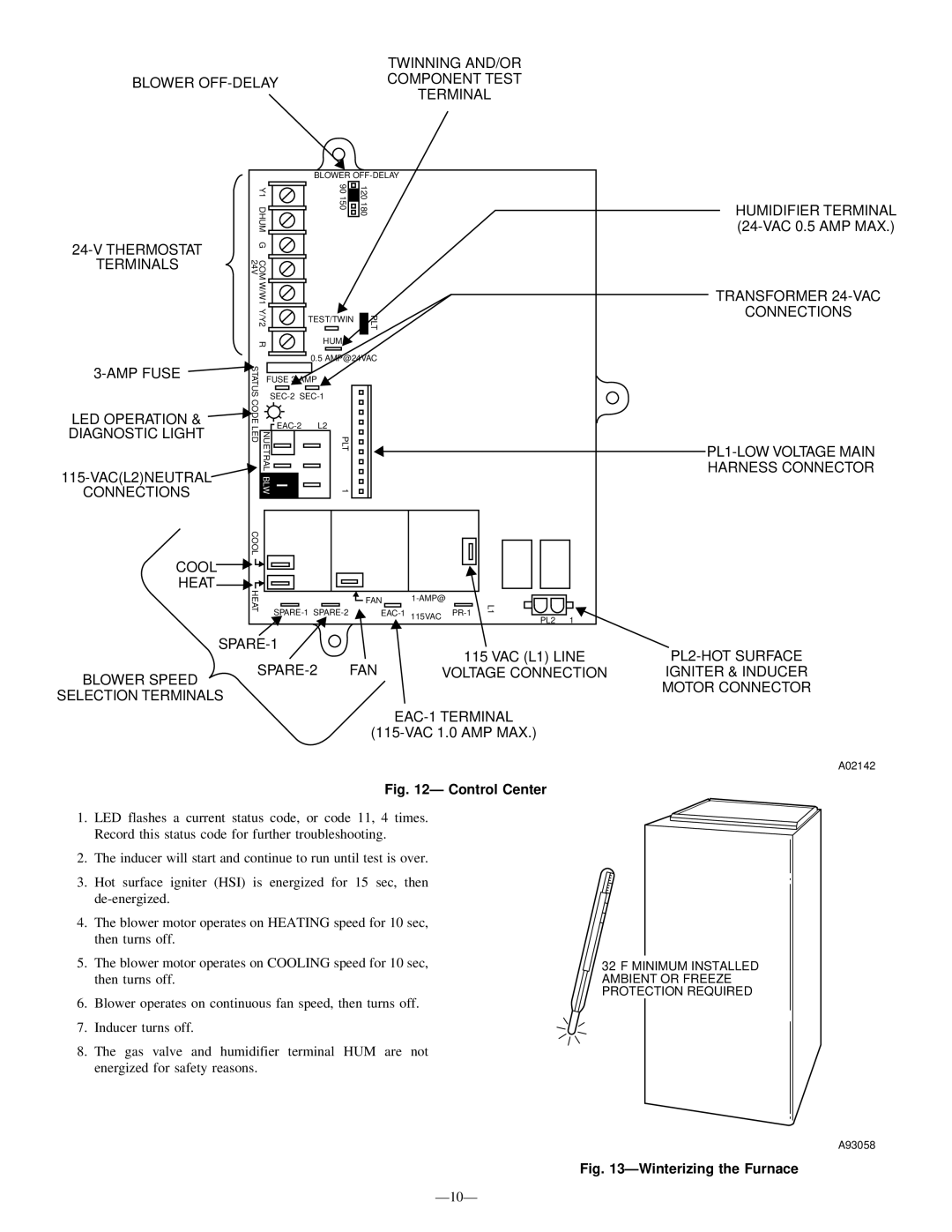 Bryant 350MAV user manual Control Center 