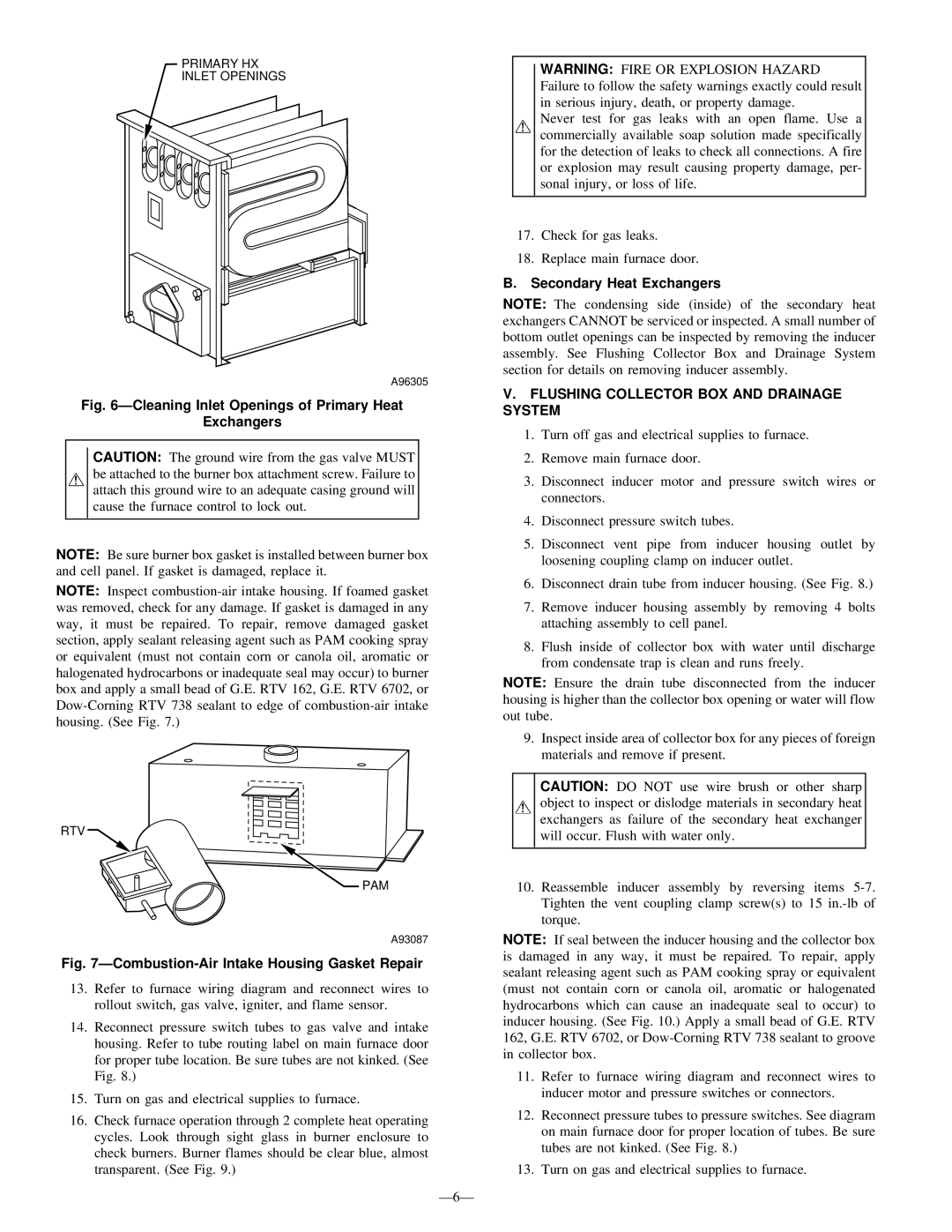 Bryant 350MAV user manual Cleaning Inlet Openings of Primary Heat Exchangers, Flushing Collector BOX and Drainage System 