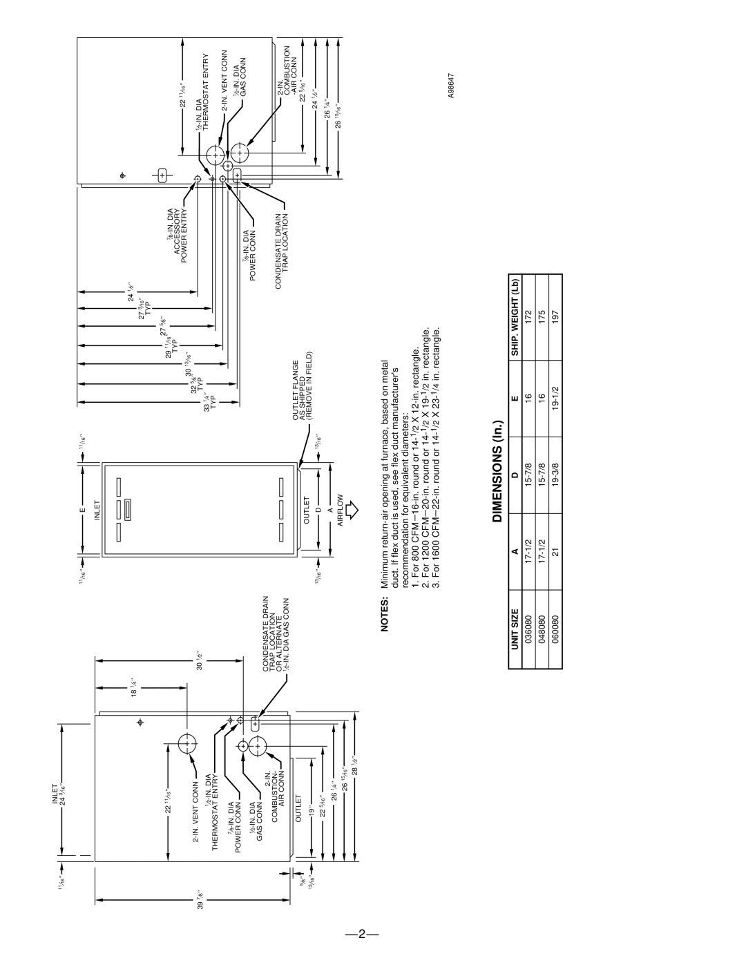 Bryant 351DAS warranty Dimensions 