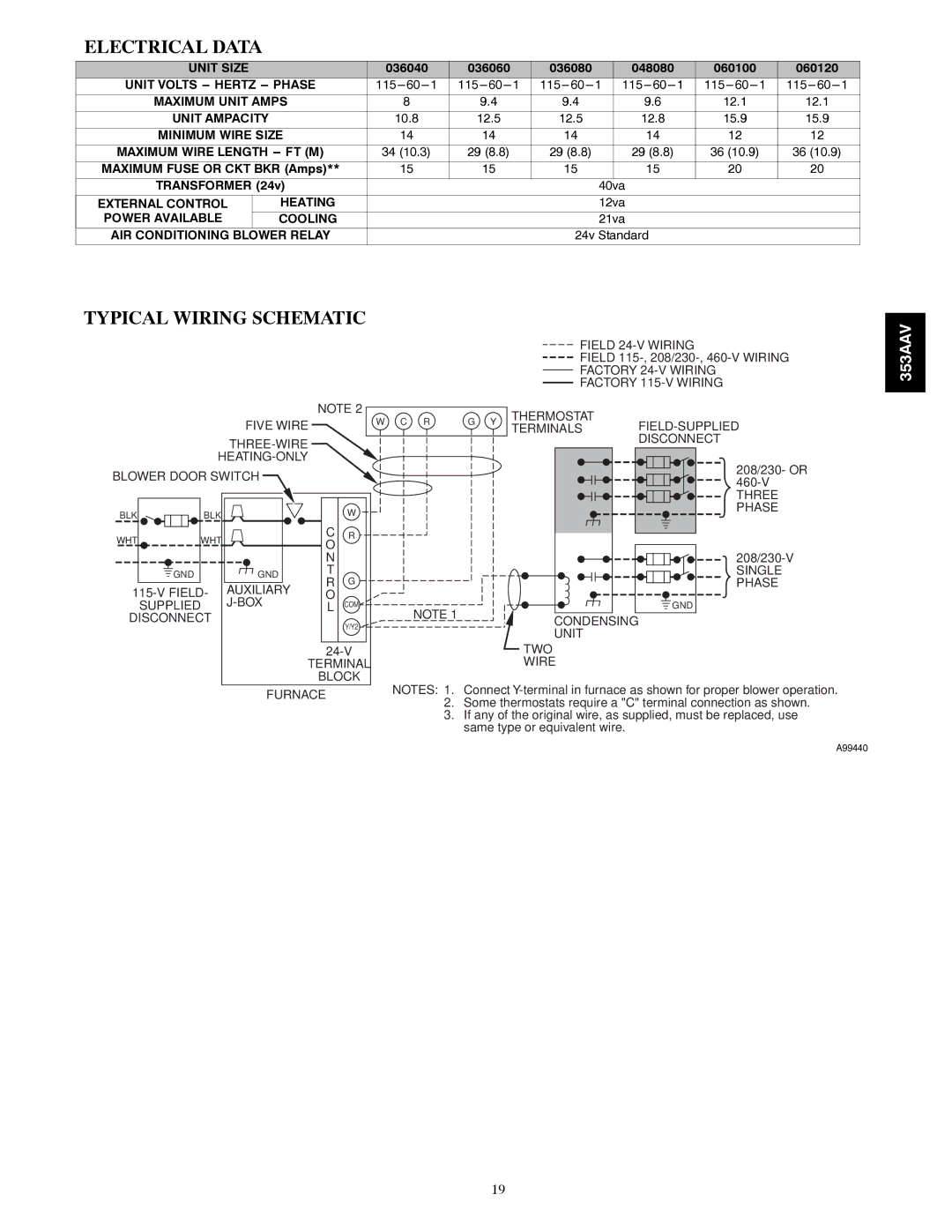 Bryant 353AAV manual Electrical Data, Typical Wiring Schematic 