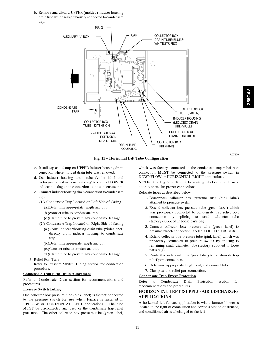 Bryant 355CAV Horizontal Left SUPPLY-AIR Discharge Applications, Horizontal Left Tube Configuration 