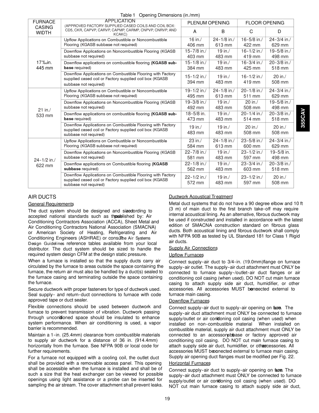 Bryant 355CAV installation instructions AIR Ducts 