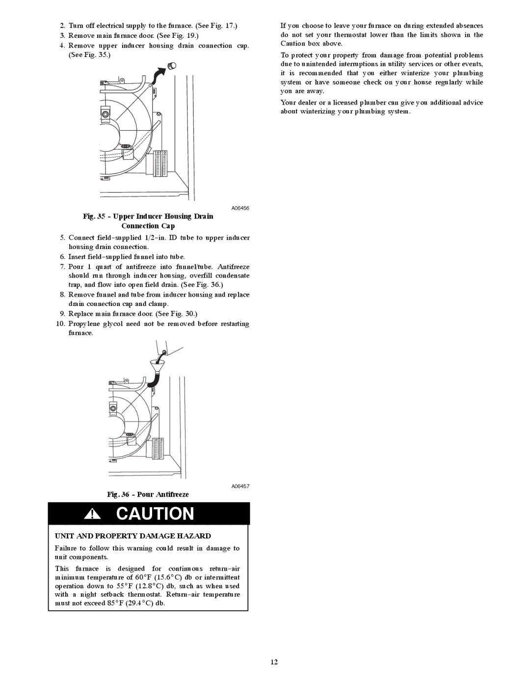 Bryant 355CAV owner manual Upper Inducer Housing Drain Connection Cap 