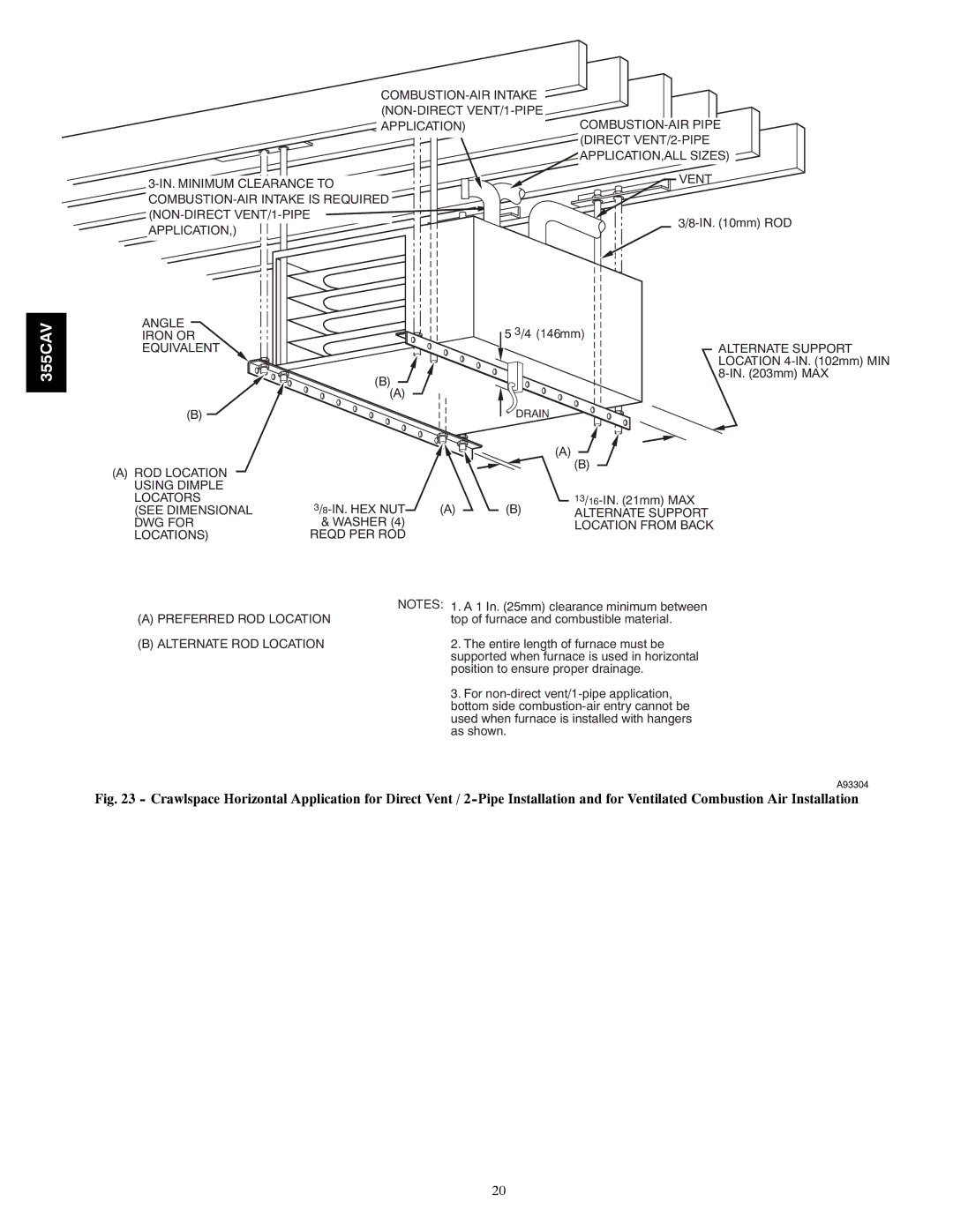 Bryant 355CAV installation instructions Angle 