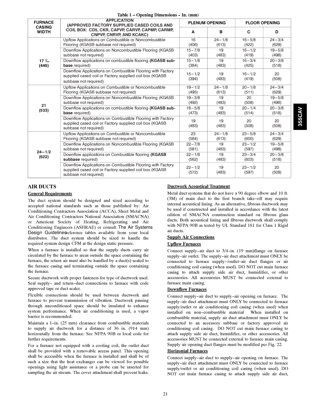 Bryant 355CAV installation instructions AIR Ducts 