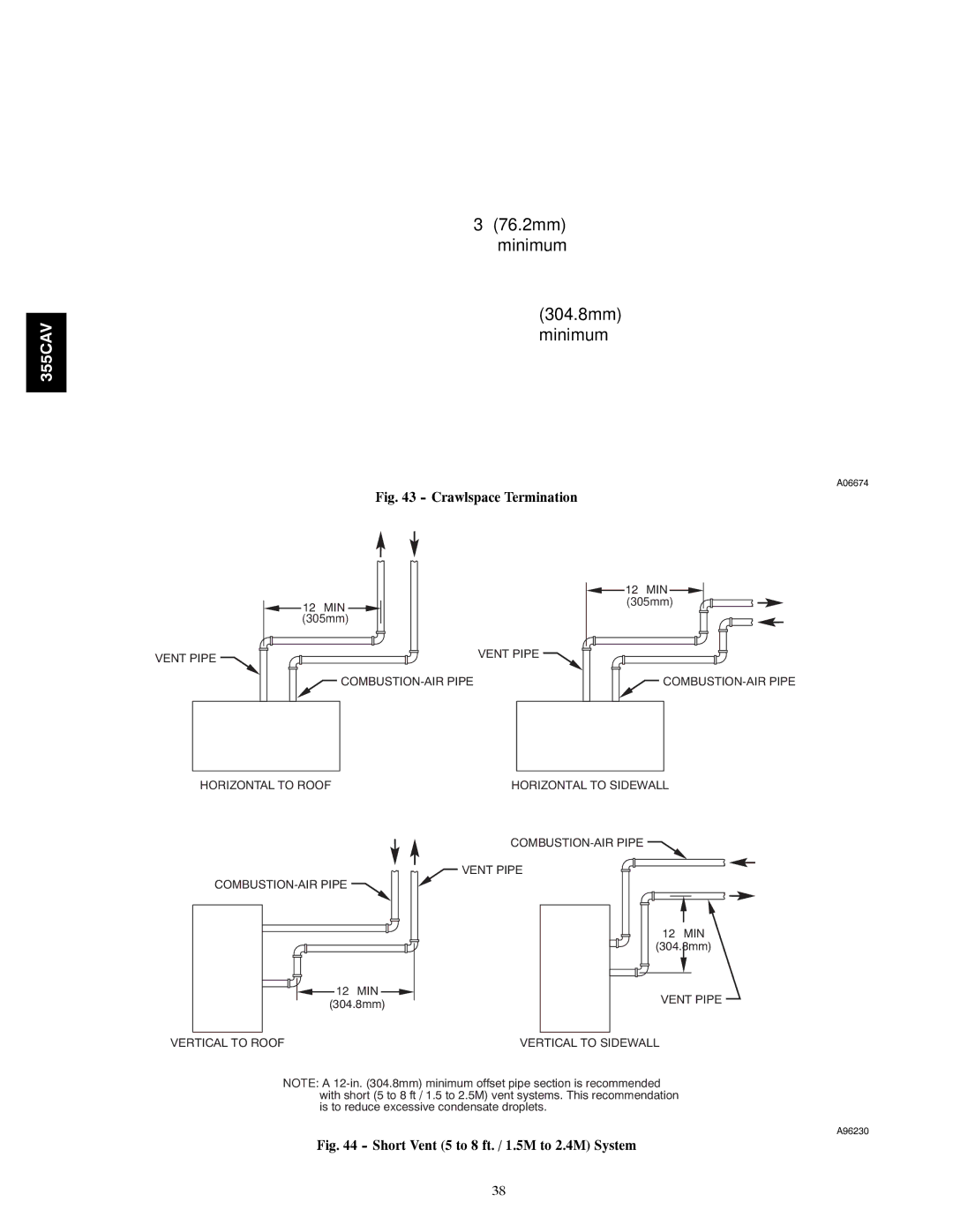 Bryant 355CAV installation instructions 76.2mm minimum 