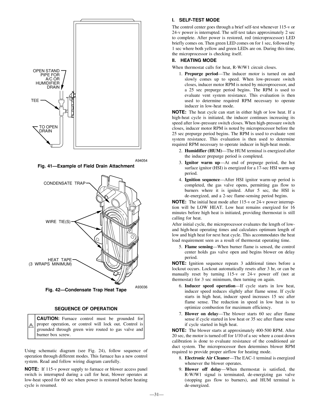 Bryant 355M-40-5, 355M-40-4 operating instructions SELF-TEST Mode, II. Heating Mode, Sequence of Operation, Hsi 