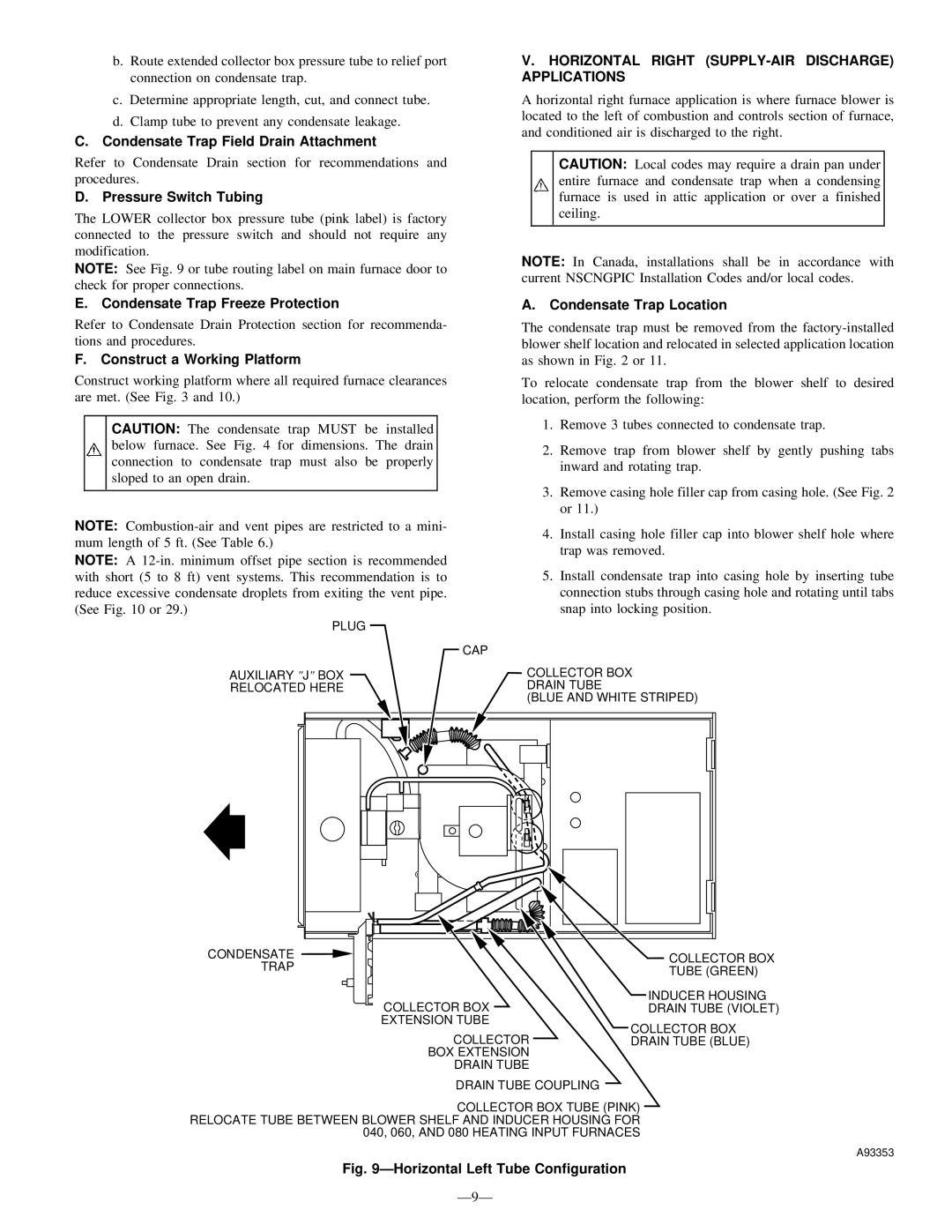 Bryant 355M-40-5, 355M-40-4 Construct a Working Platform, Horizontal Right SUPPLY-AIR Discharge Applications, Ð9Ð 