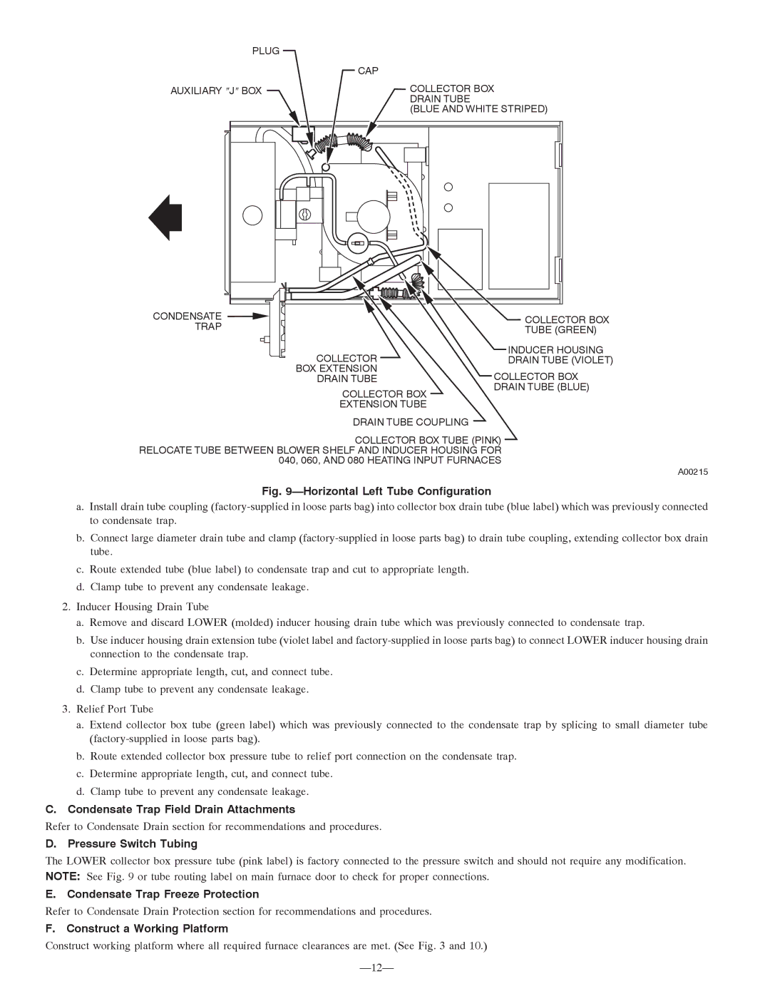 Bryant 355MAV instruction manual Condensate Trap Field Drain Attachments, Construct a Working Platform 