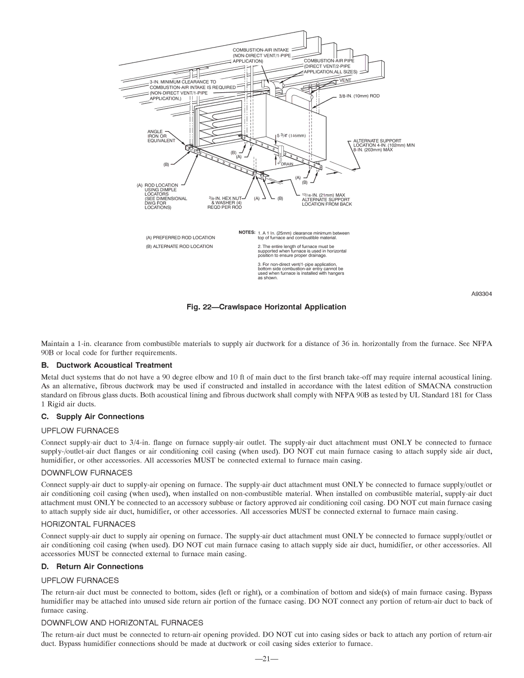 Bryant 355MAV instruction manual Ductwork Acoustical Treatment, Supply Air Connections, Return Air Connections 