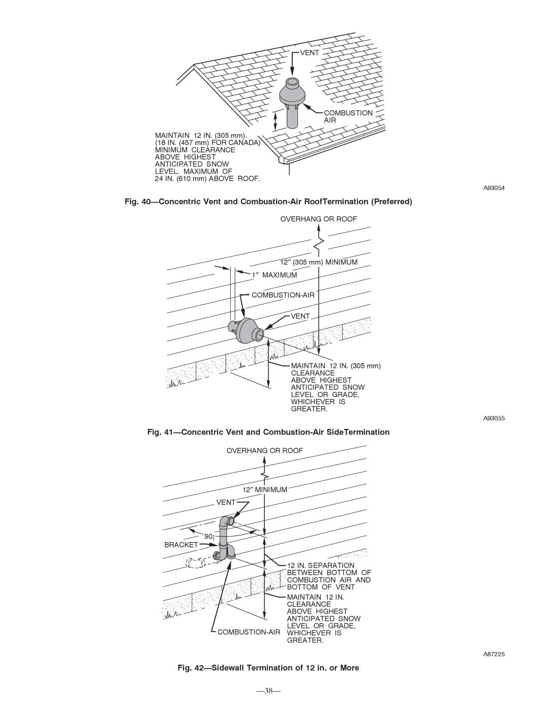 Bryant 355MAV instruction manual Concentric Vent and Combustion-Air RoofTermination Preferred 