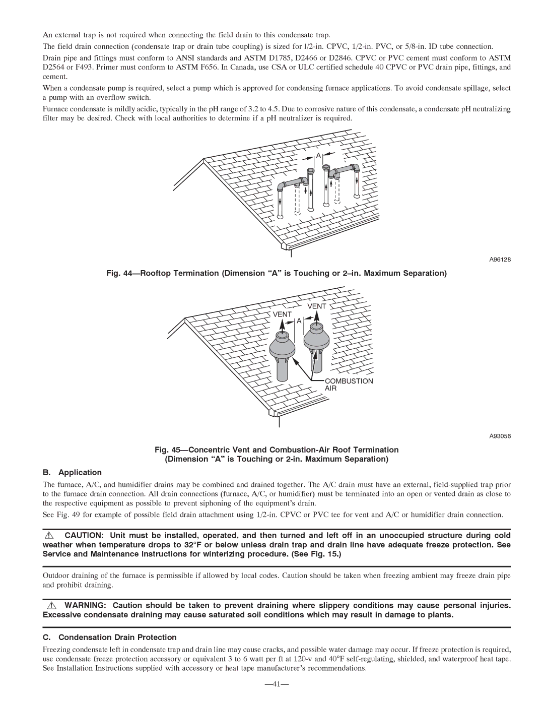 Bryant 355MAV instruction manual Condensation Drain Protection 