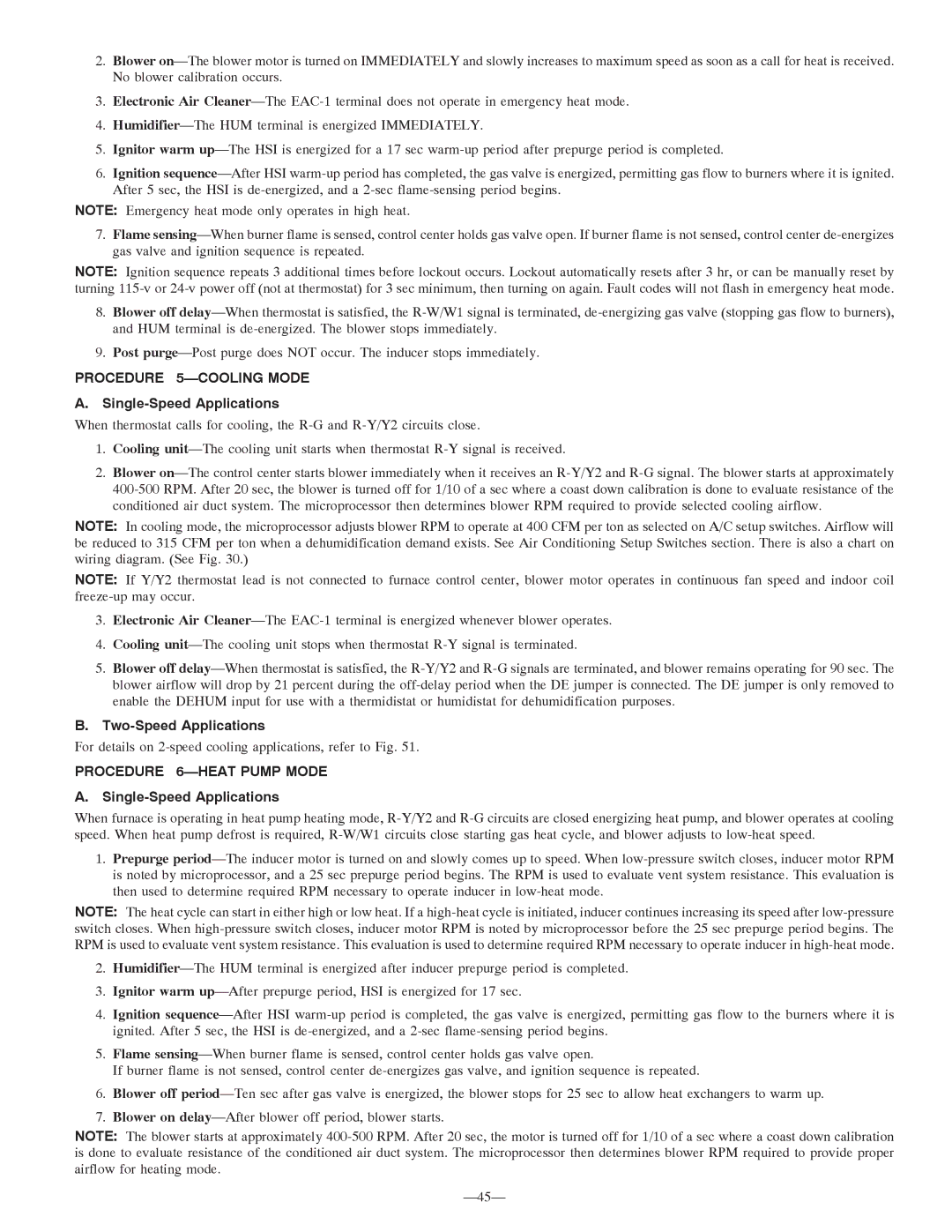 Bryant 355MAV Procedure 5-COOLING Mode, Single-Speed Applications, Two-Speed Applications, Procedure 6-HEAT Pump Mode 