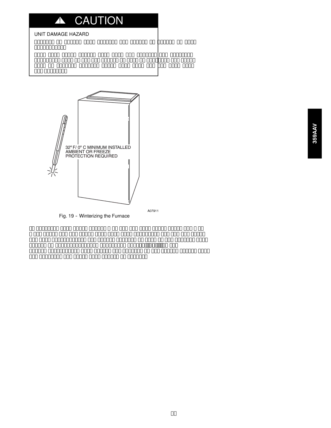 Bryant 359AAV instruction manual Winterizing the Furnace 