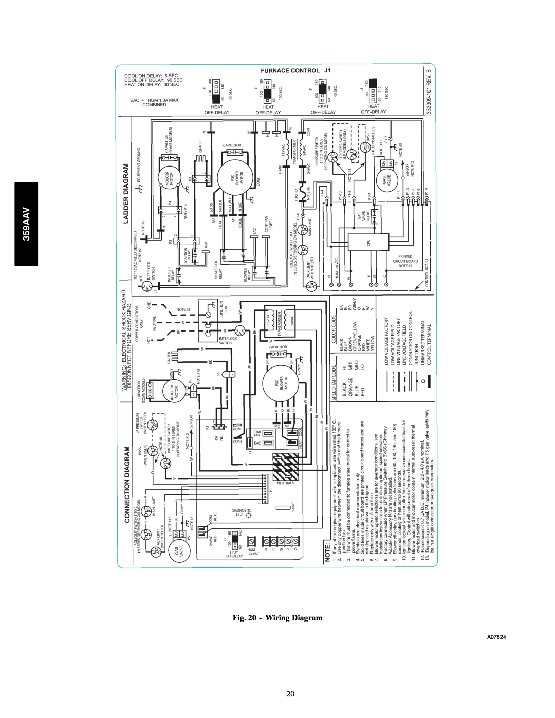 Bryant 359AAV instruction manual Wiring Diagram, A07824 