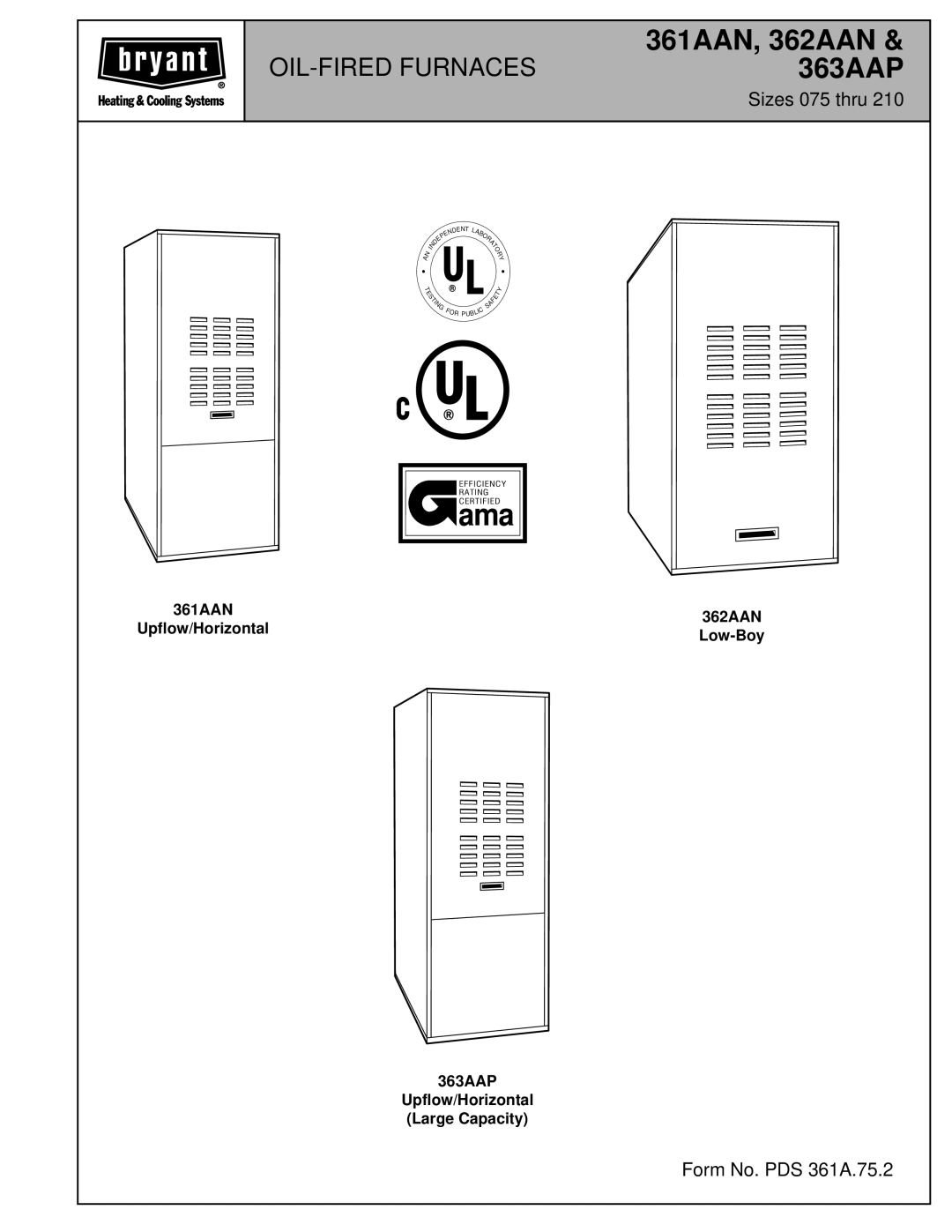 Bryant 363AAP 361AAN manual 361AAN, 362AAN & 363AAP 
