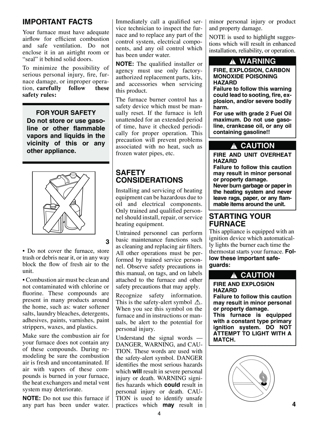 Bryant 367AAN manual Important Facts, Safety Considerations, For Your Safety 