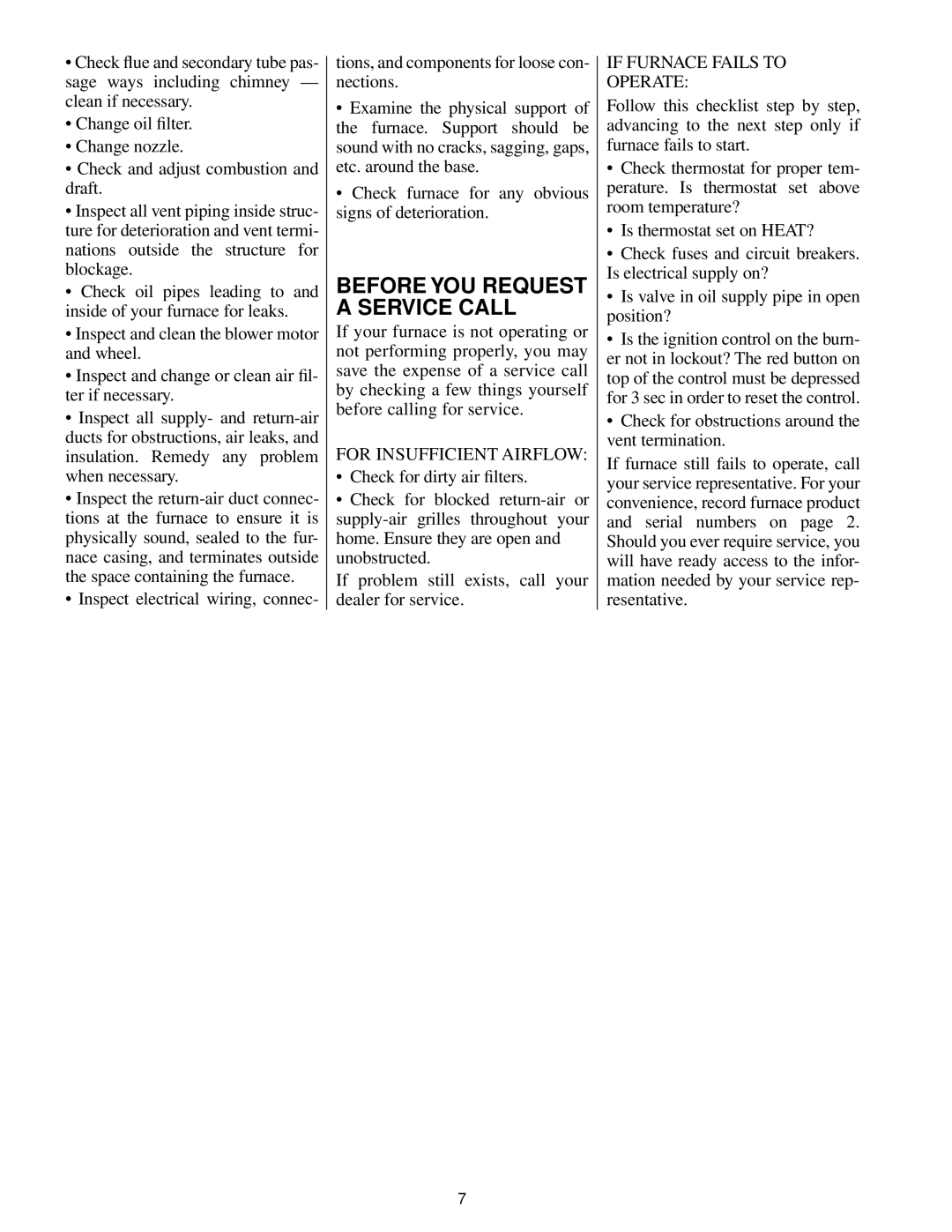 Bryant 369AAN manual Before YOU Request a Service Call, For Insufficient Airflow 