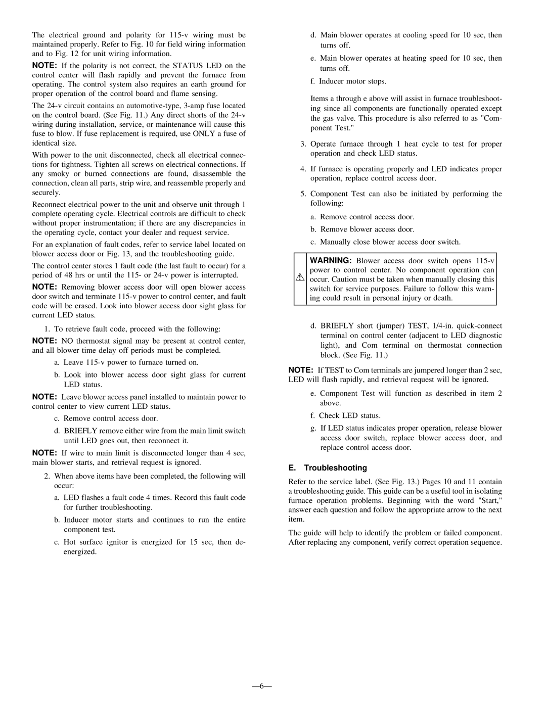 Bryant 383KAV instruction manual Troubleshooting, Ð6Ð 