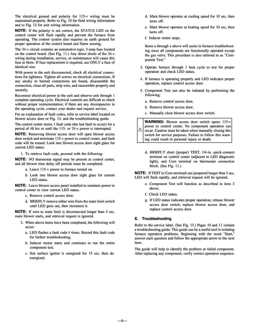 Bryant 383KAV instruction manual E.Troubleshooting 