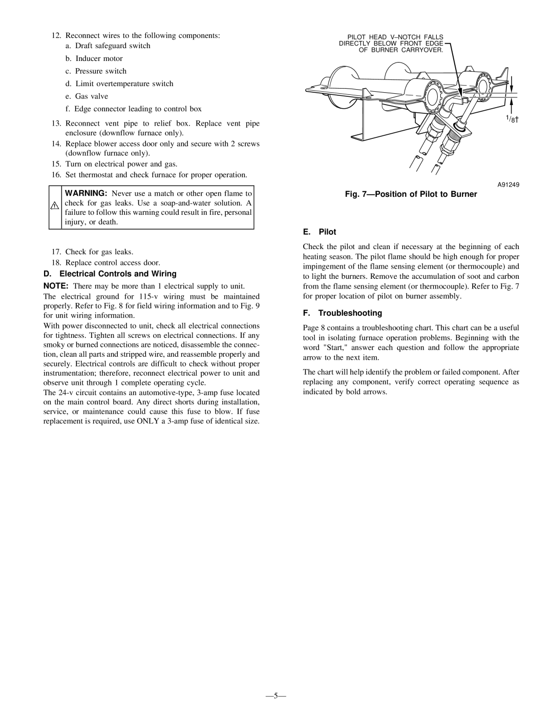 Bryant 396HAD, 394HAD instruction manual Electrical Controls and Wiring, Troubleshooting, Ð5Ð 