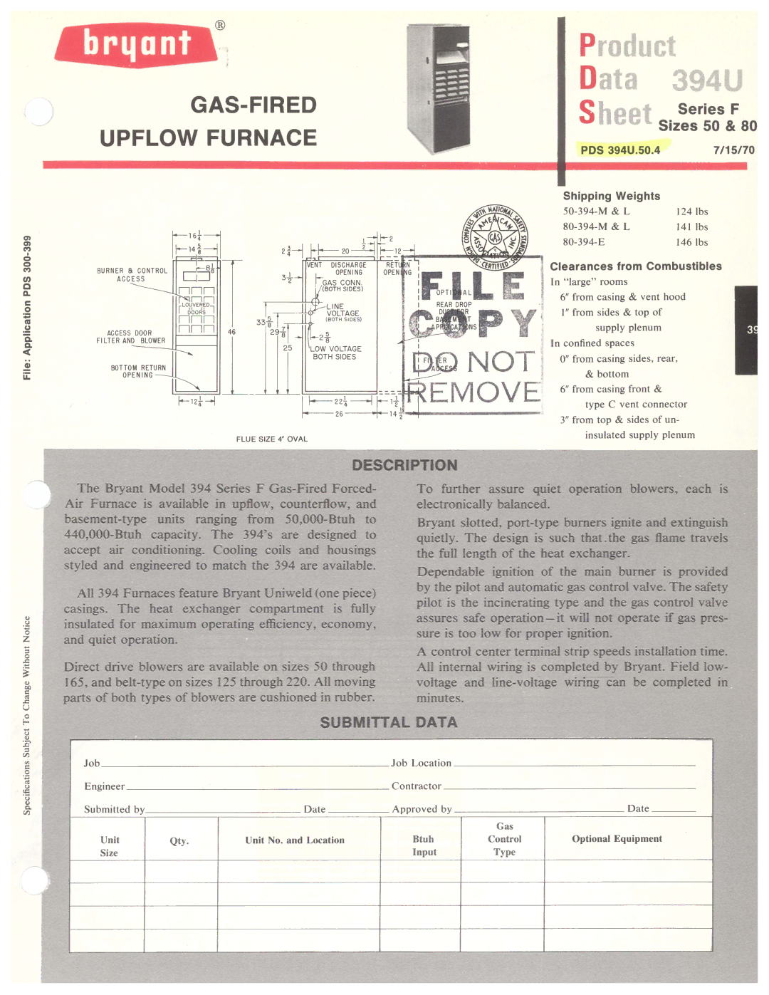 Bryant 394U manual 