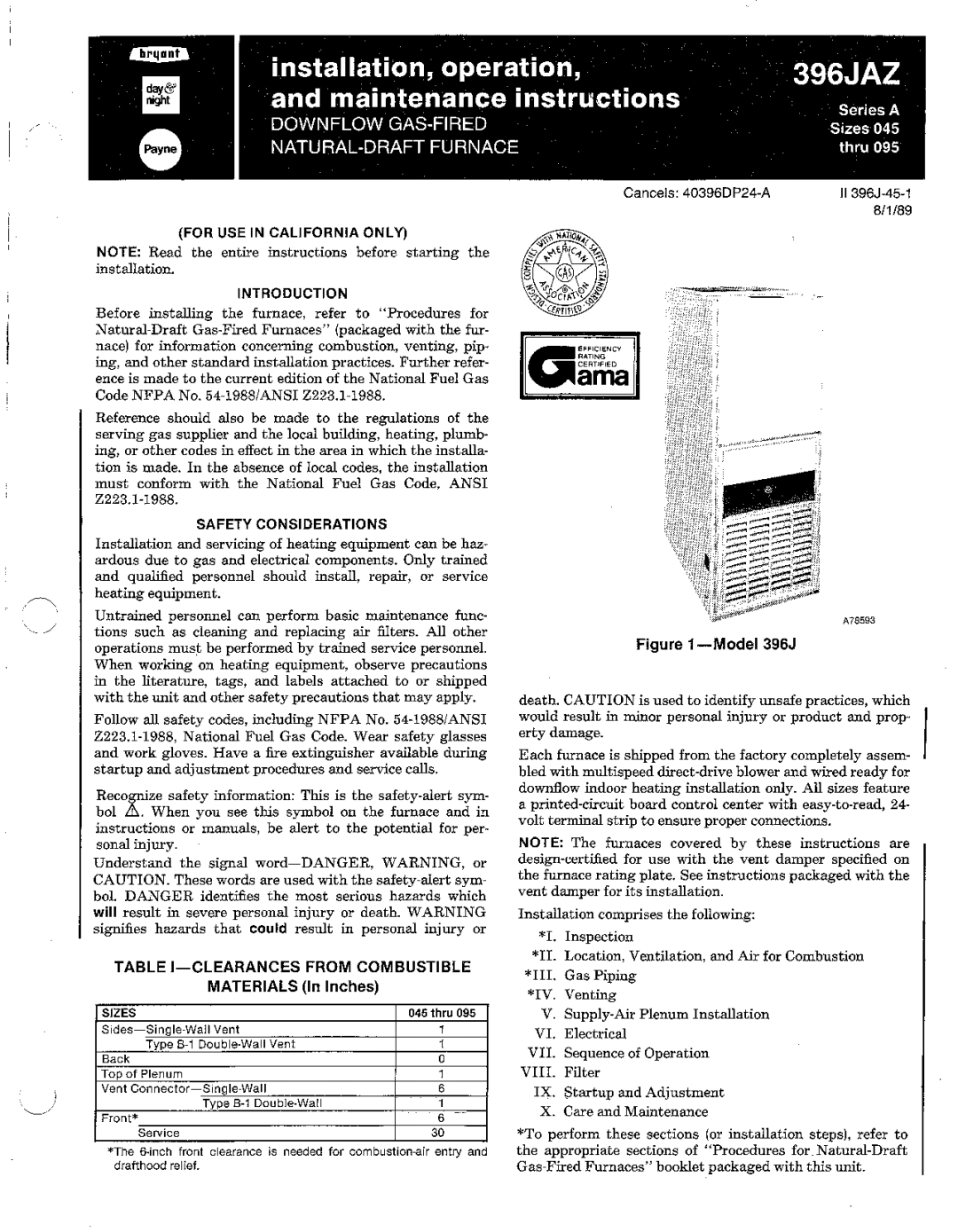 Bryant 396JAZ manual 