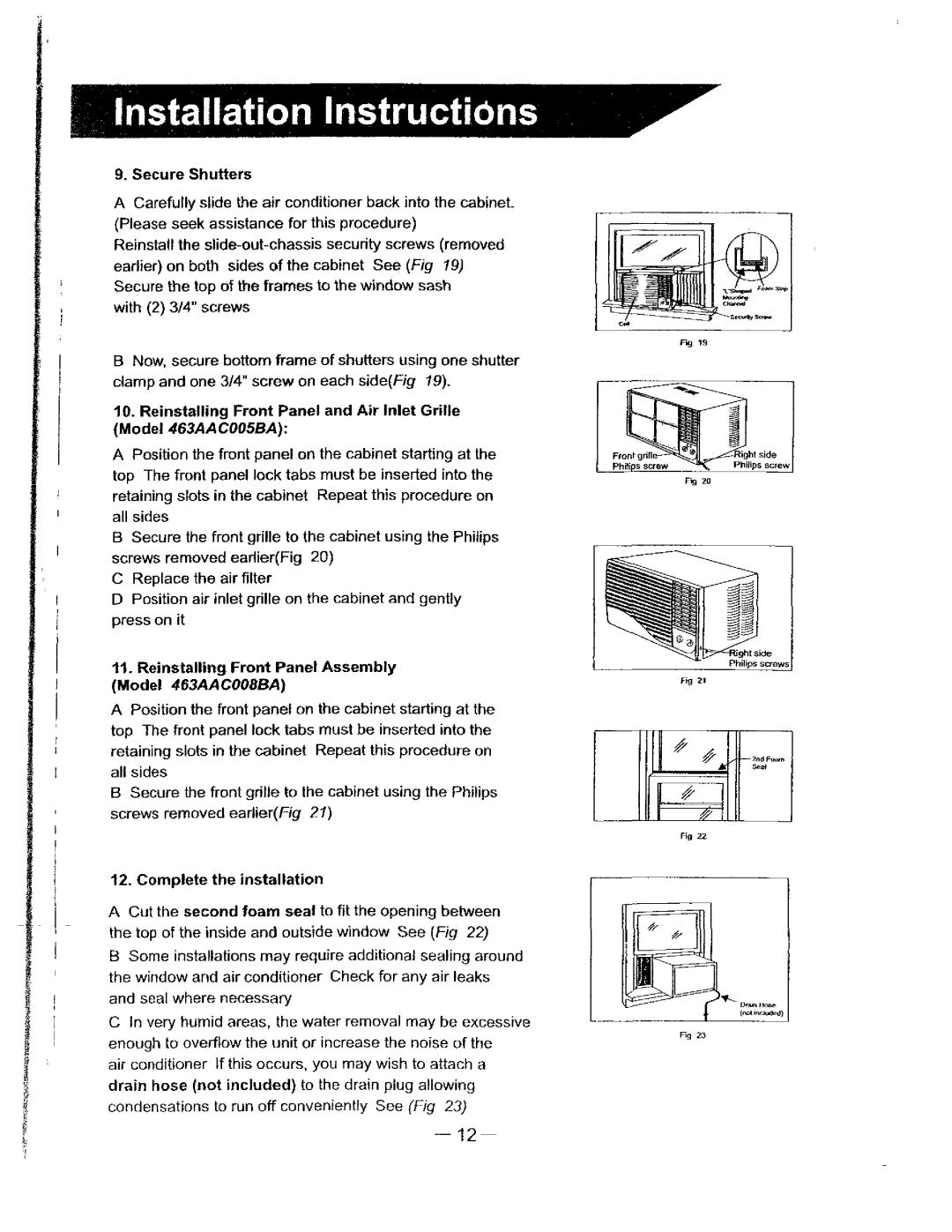 Bryant 463AAC008BA, 463AAC005BA manual 