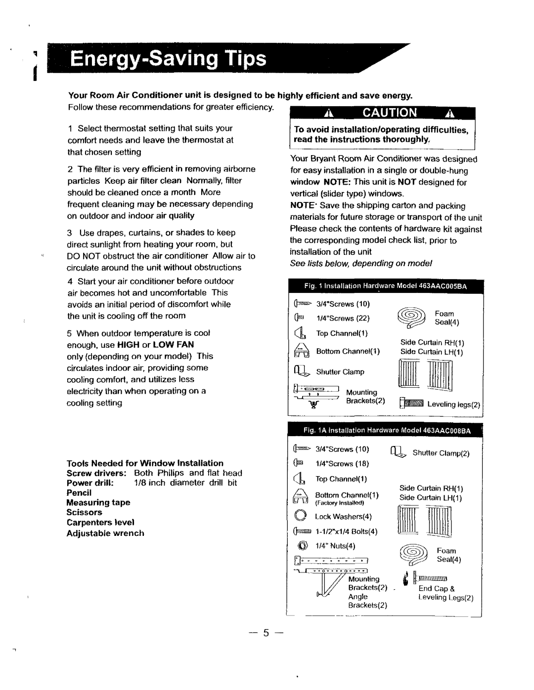 Bryant 463AAC005BA, 463AAC008BA manual 