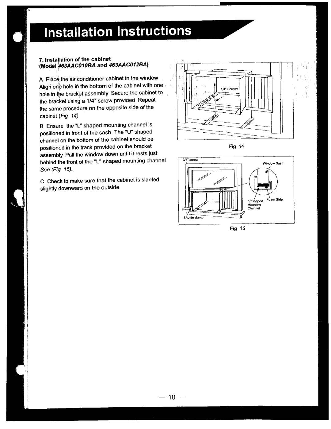 Bryant 463AAC010BA, 463AAC012BA manual 