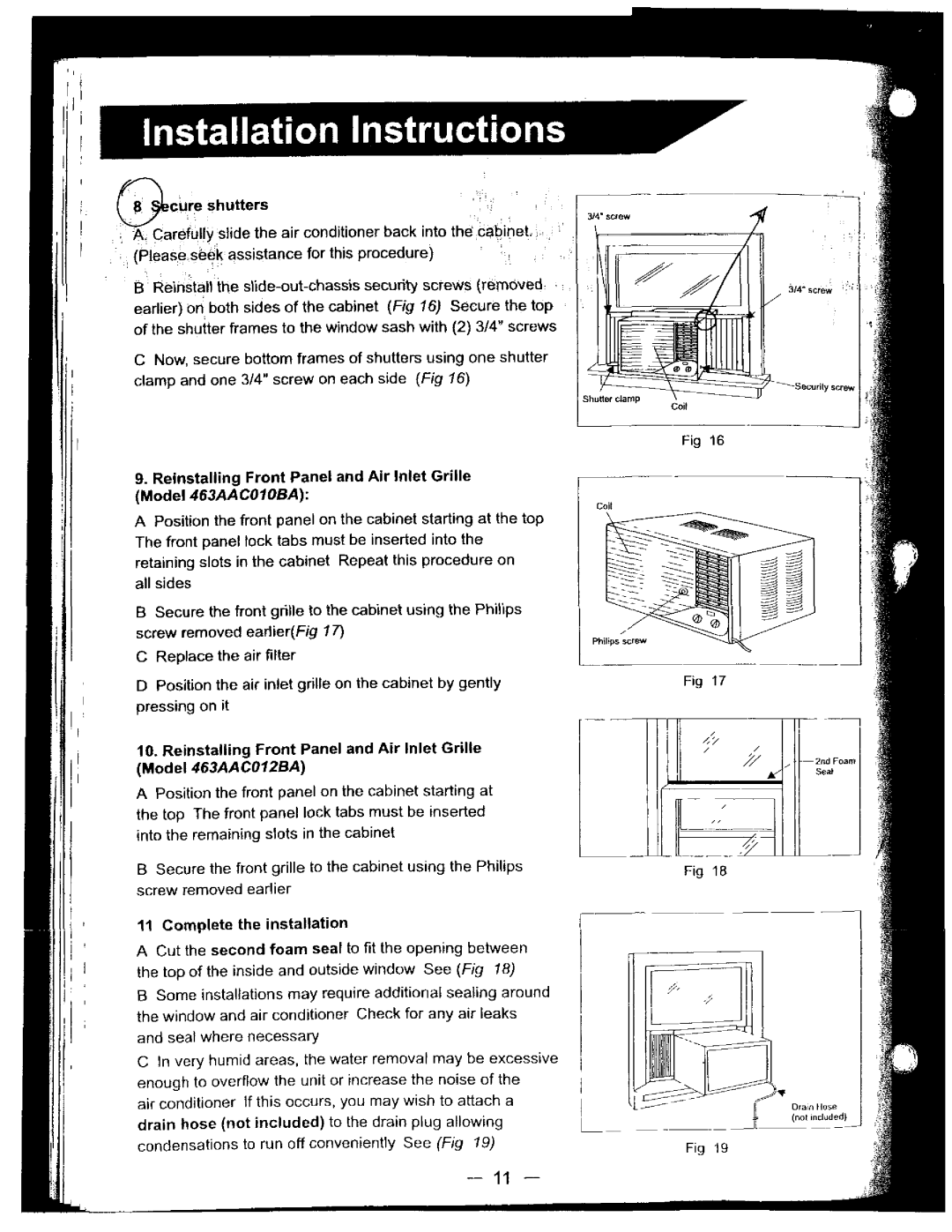 Bryant 463AAC012BA, 463AAC010BA manual 