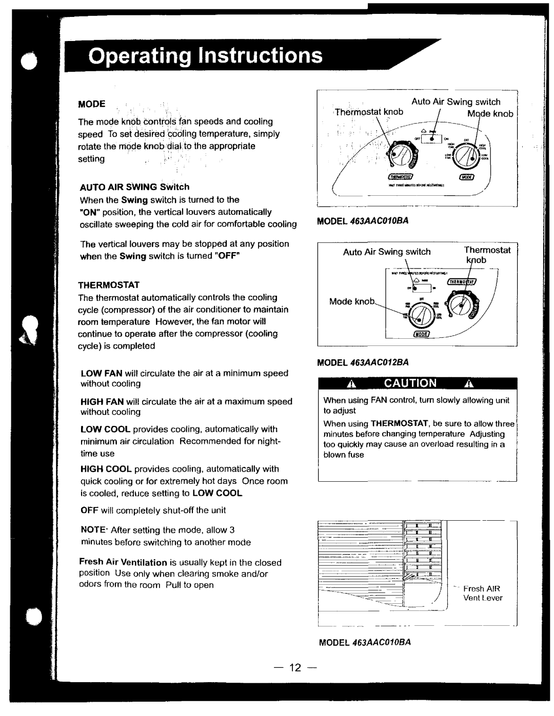 Bryant 463AAC010BA, 463AAC012BA manual 