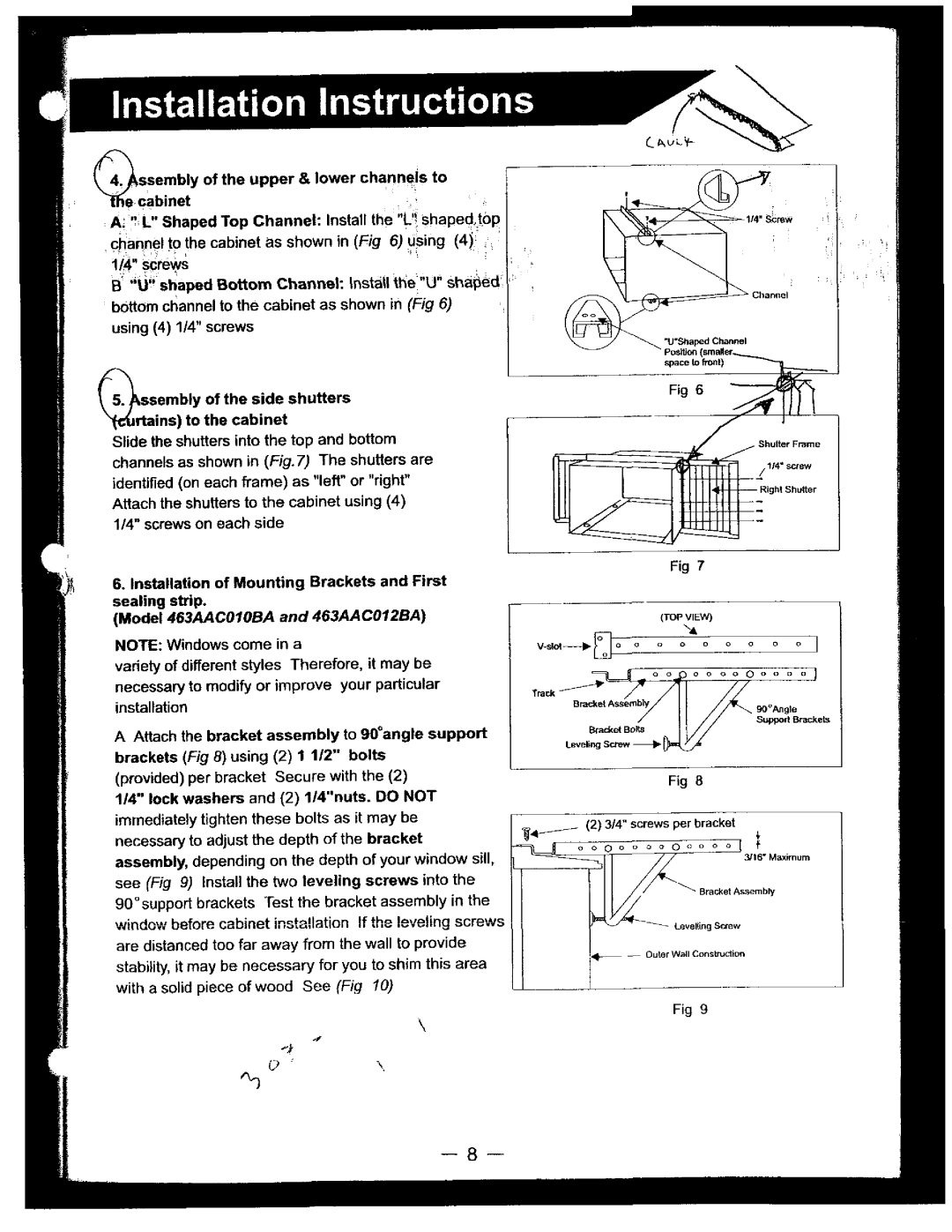 Bryant 463AAC010BA, 463AAC012BA manual 