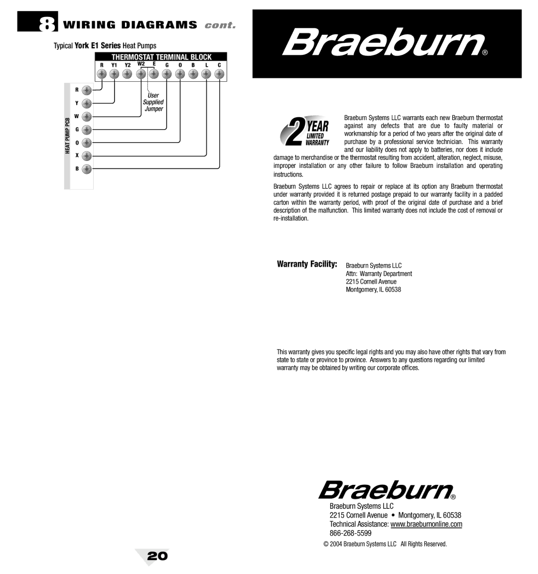 Bryant 5200 owner manual Instructions, Braeburn Systems LLC All Rights Reserved 