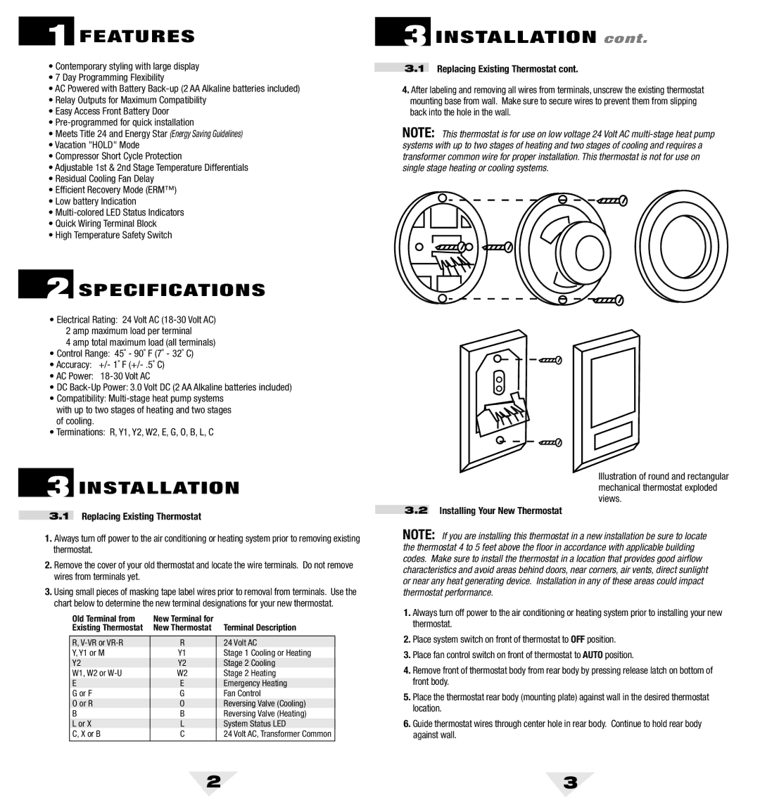 Bryant 5200 owner manual Features, Installation 