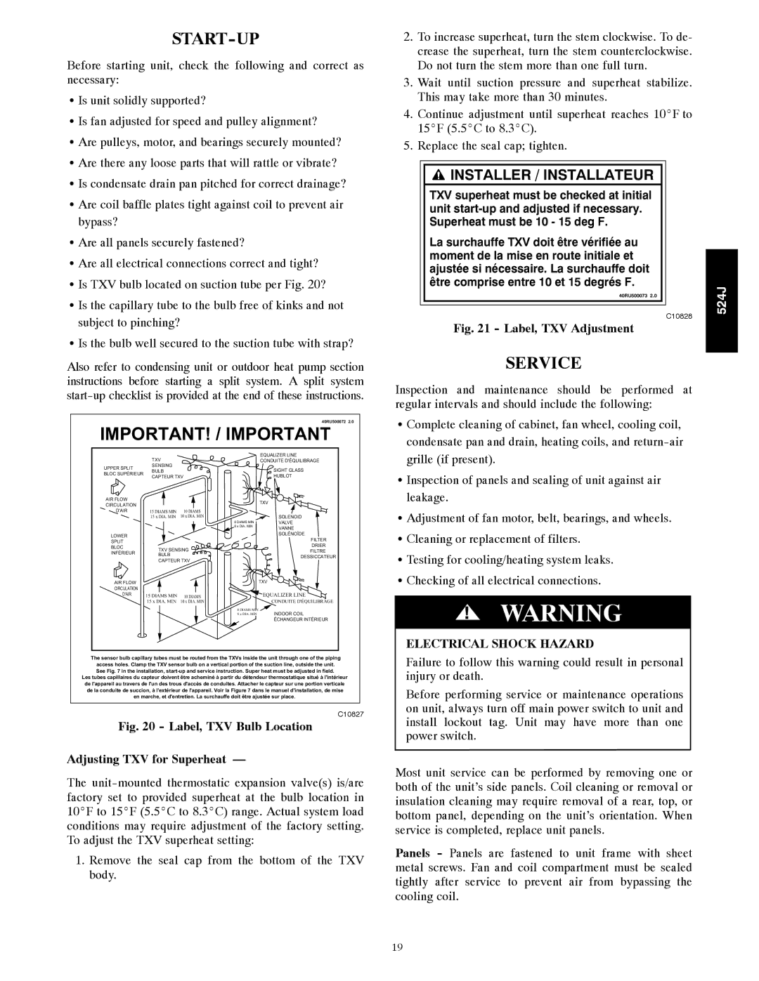 Bryant 524J manual IMPORTANT! / Important 