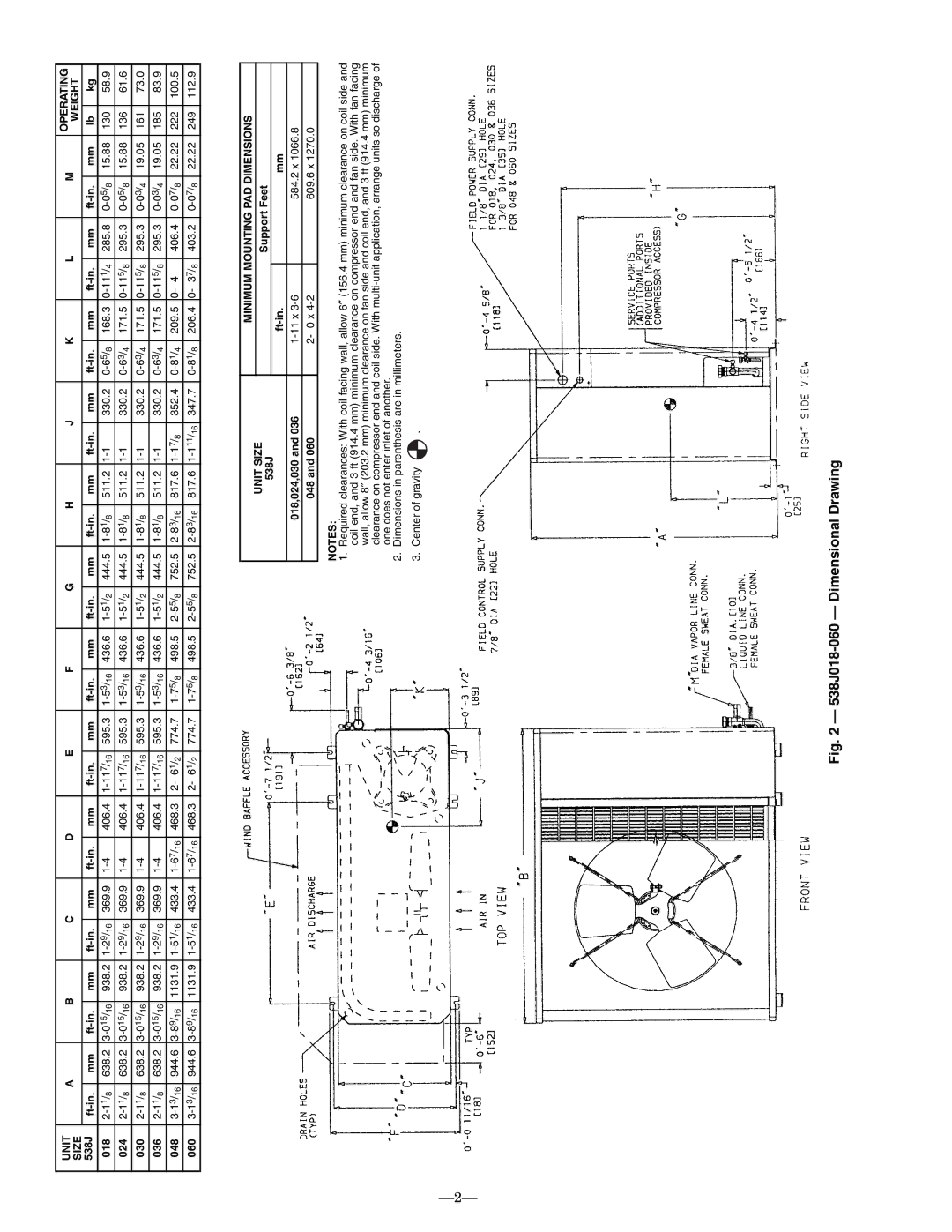Bryant 538J-18-1 manual 538J018-060 Dimensional Drawing 