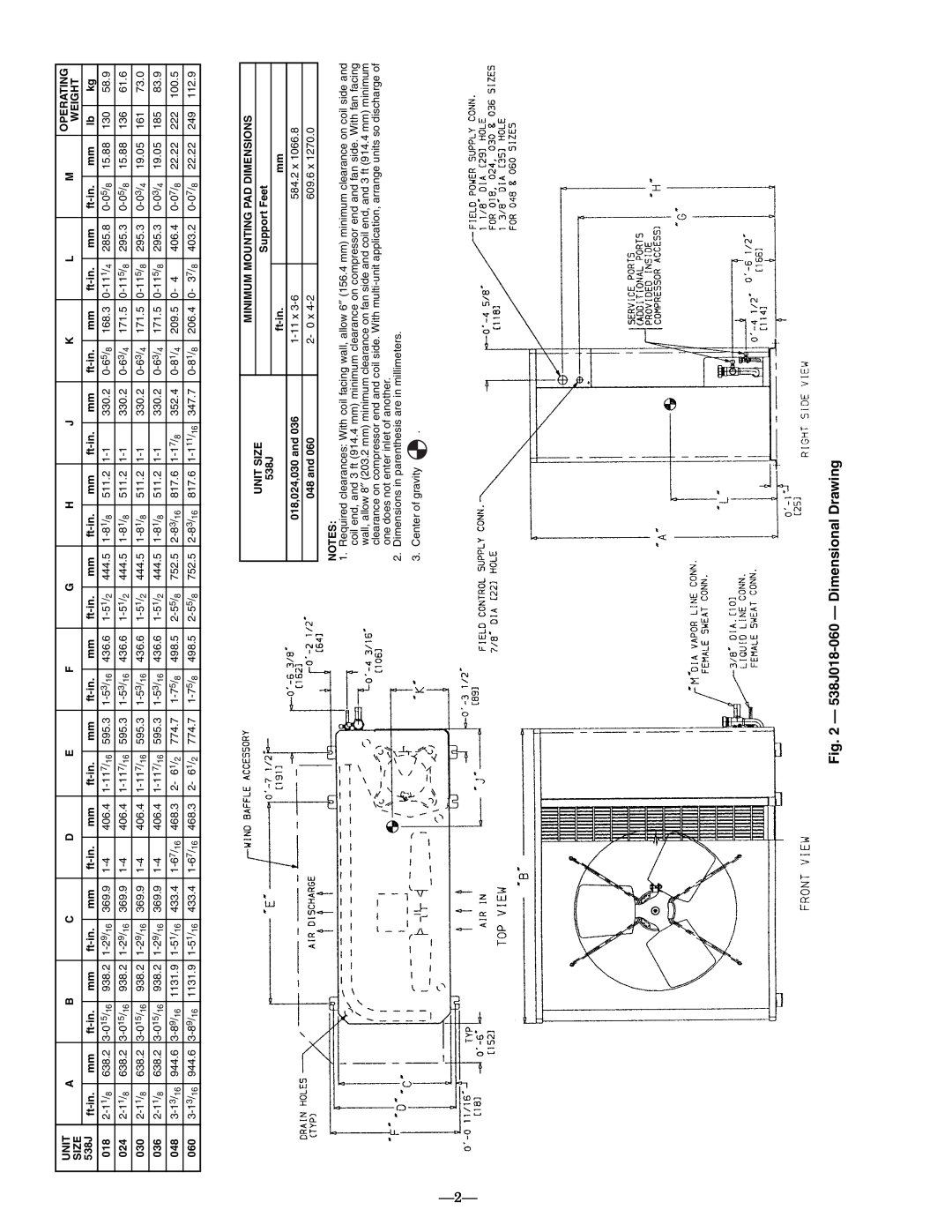 Bryant 538J-18-1 manual 538J018-060- Dimensional Drawing 