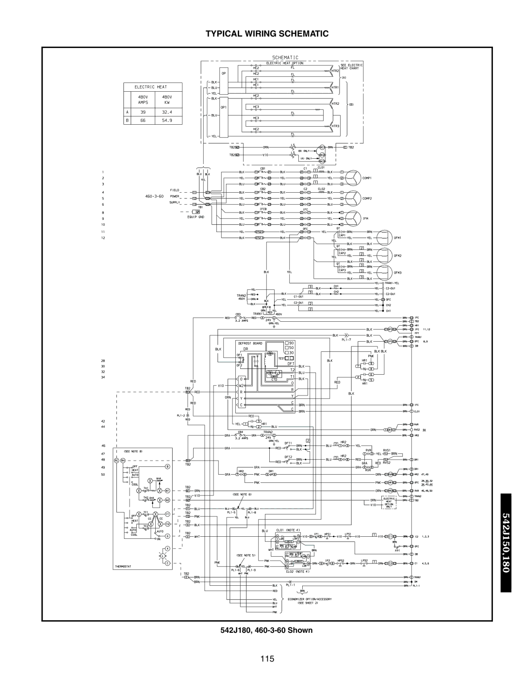 Bryant 548F, 549B manual Typical Wiring Schematic, 542J180, 460-3-60 Shown 