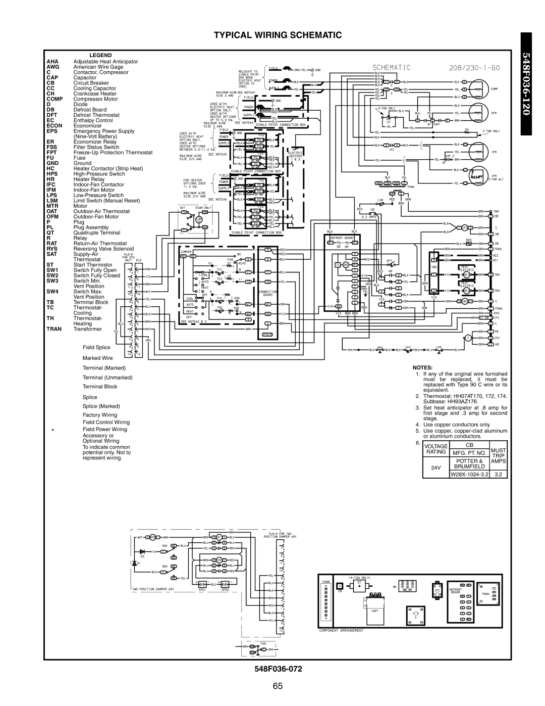 Bryant 549B, 542J, 548F manual Typical Wiring Schematic, SW4 