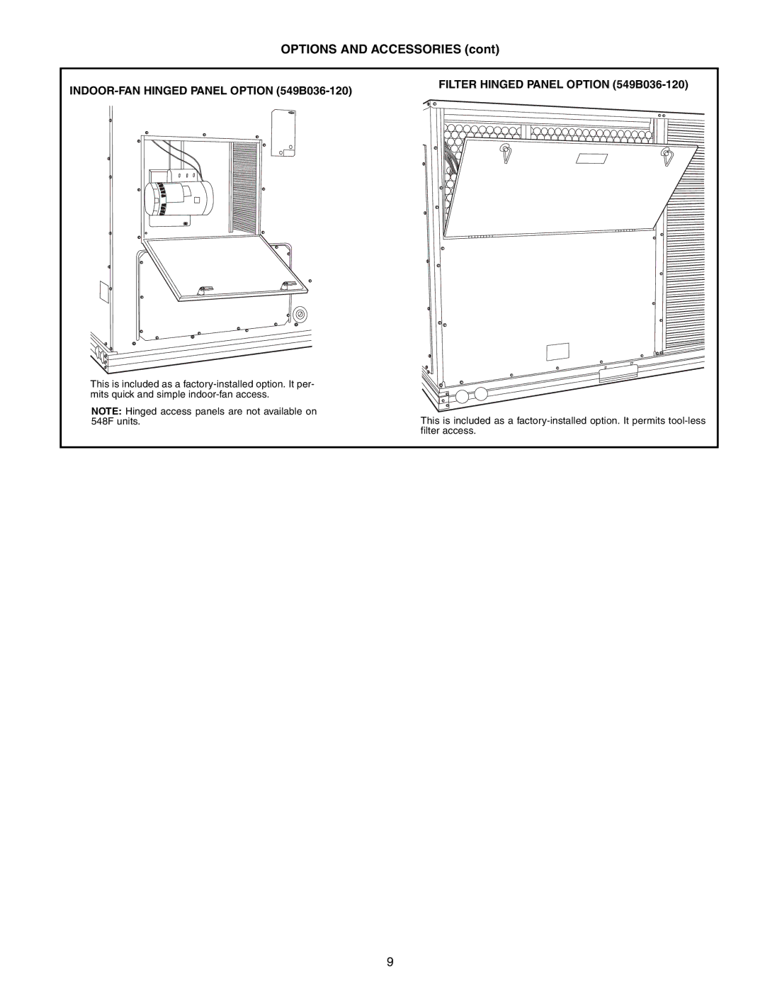 Bryant 542J, 548F, 549B manual Options and Accessories 