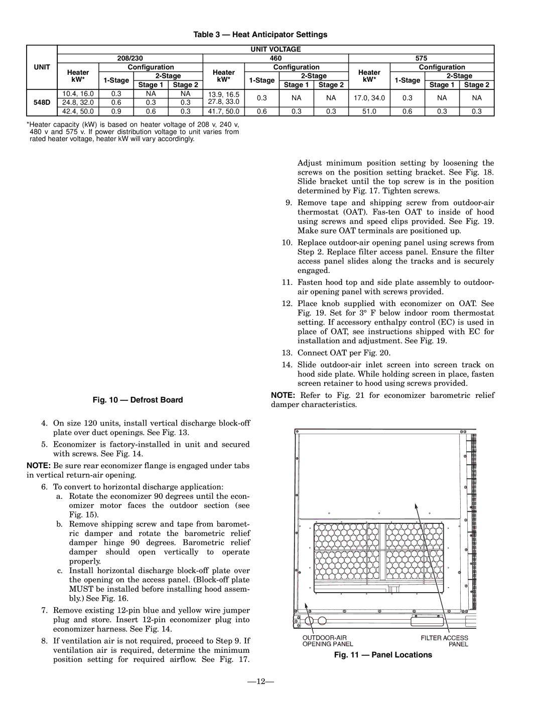 Bryant 548D installation instructions Unit Voltage, 208/230 460 575, Stage 