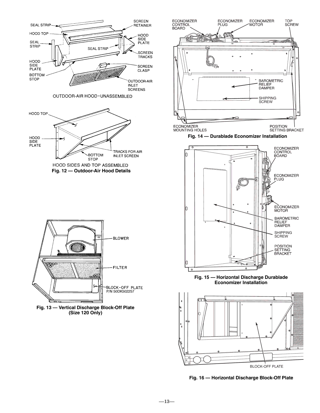 Bryant 548D installation instructions Durablade Economizer Installation 