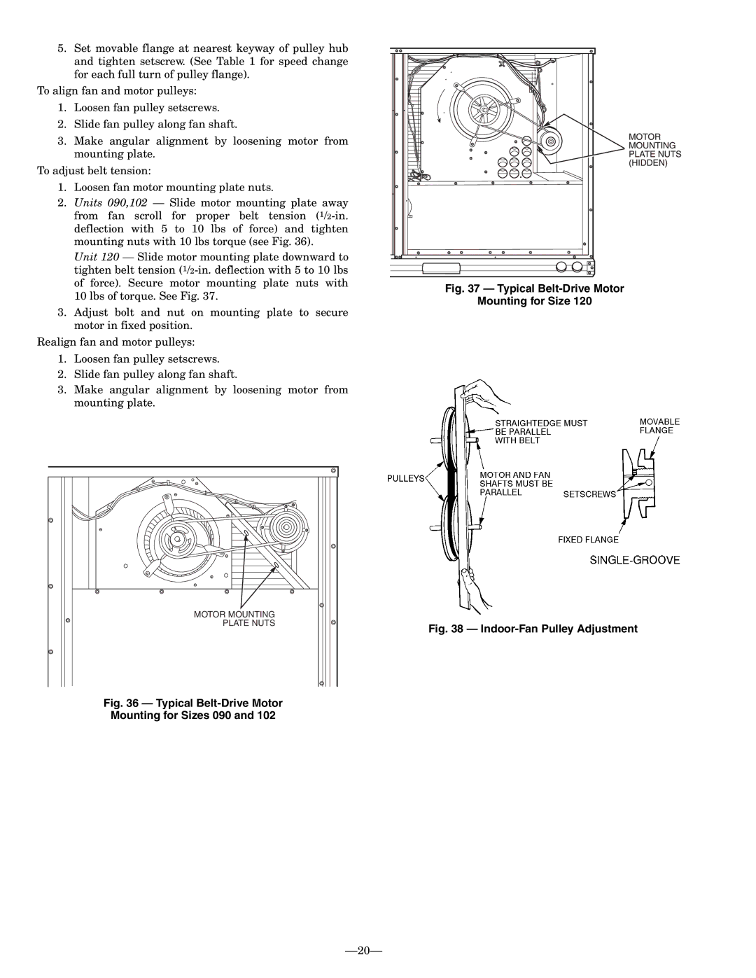 Bryant 548D installation instructions Typical Belt-Drive Motor Mounting for Size 