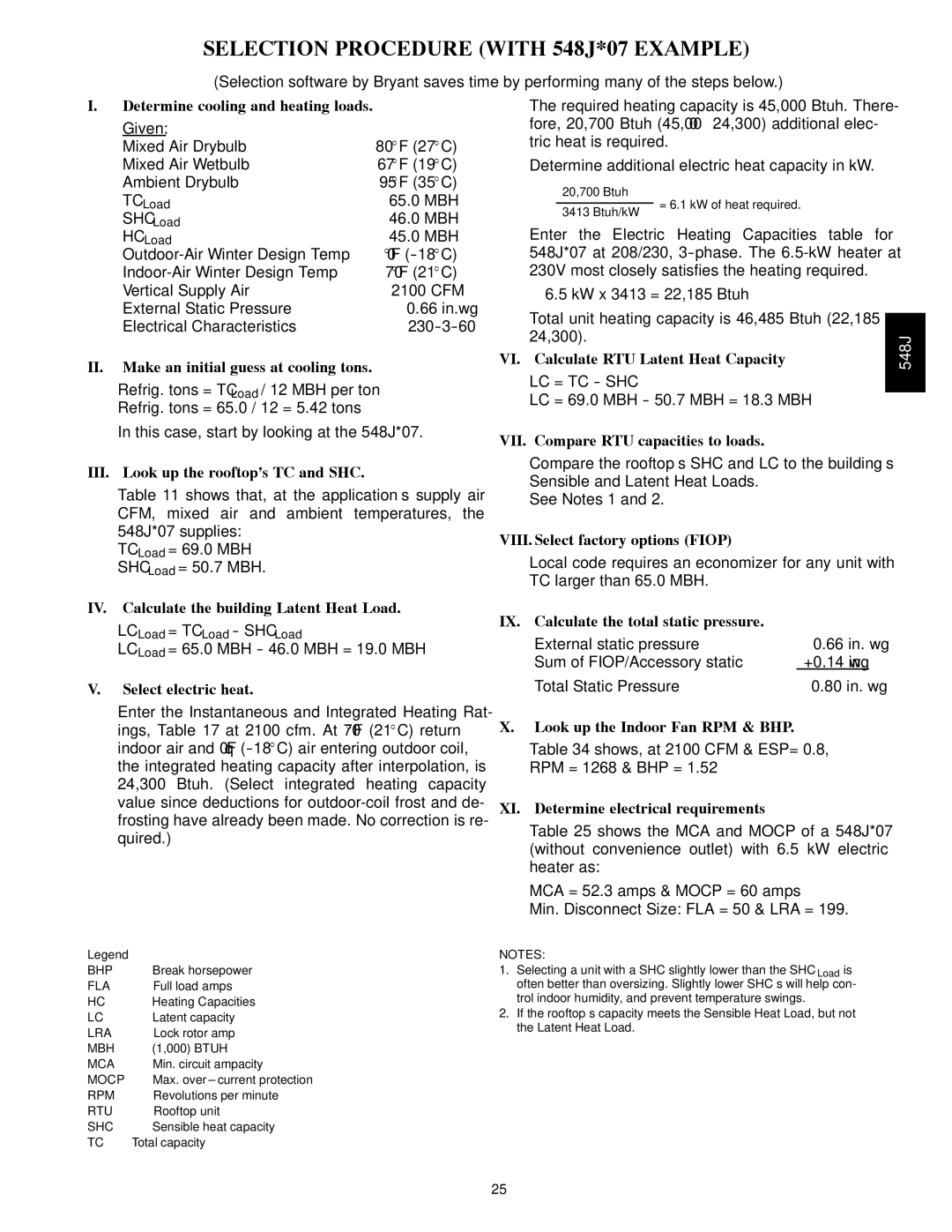 Bryant manual Selection Procedure with 548J*07 Example 