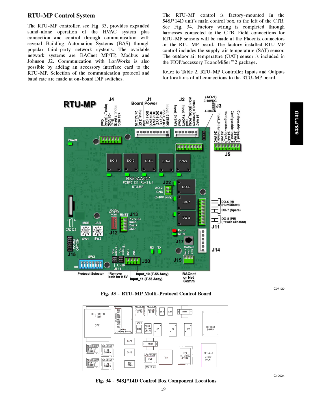 Bryant 548J*14D installation instructions RTU-MP Control System 