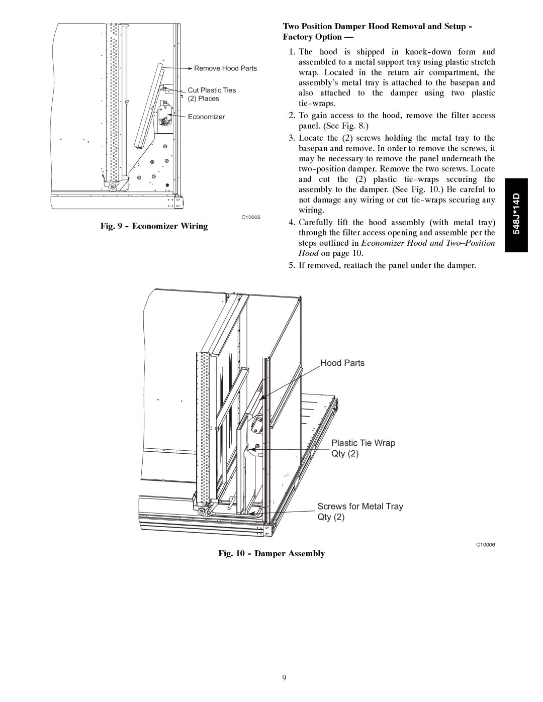 Bryant 548J*14D installation instructions Damper Assembly 